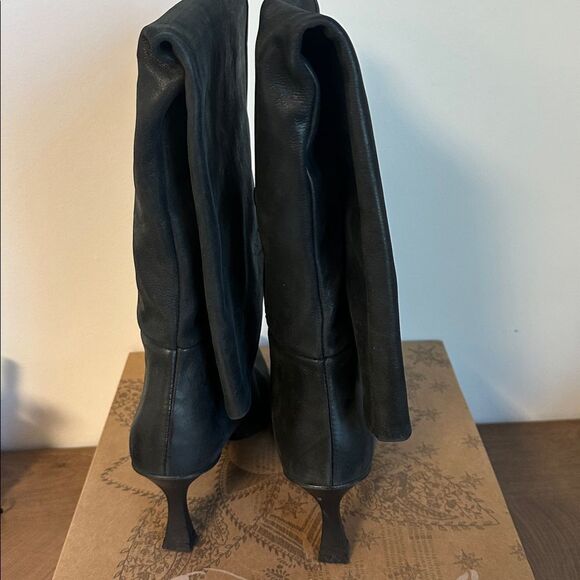 Free People Rocky Slouch Boots Pointed Toe Leather Black Size EU 39 US 9 NWB - Picture 6 of 8